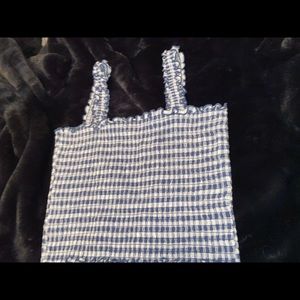 Blue and White Plaid Top